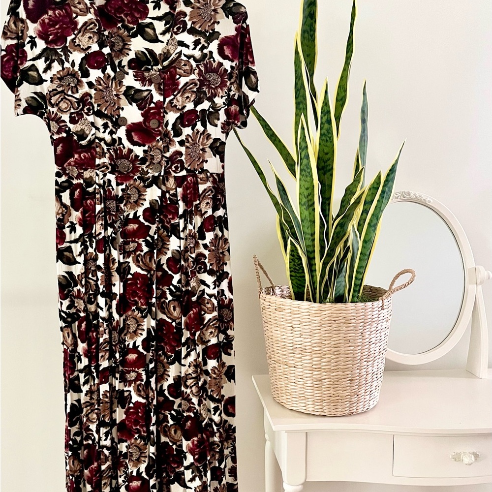 Vintage Floral Dress in Fall Colors